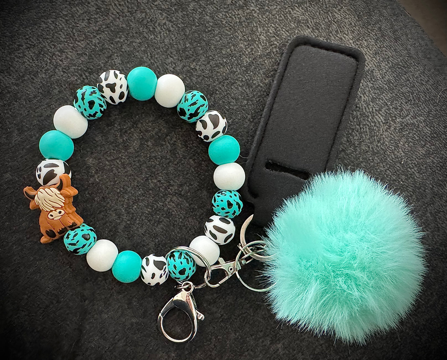 Wristlet w/ Pom&Chapstick Holder