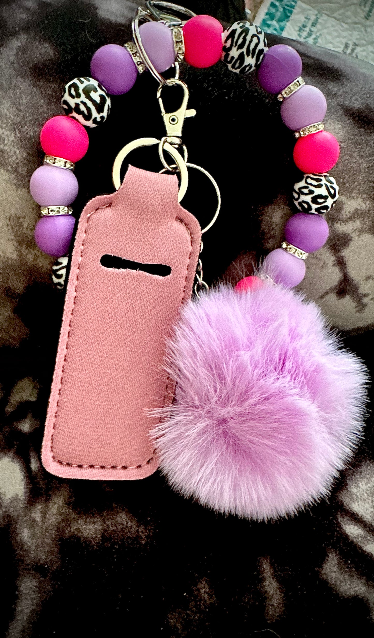 Wristlet w/ Pom&Chapstick Holder