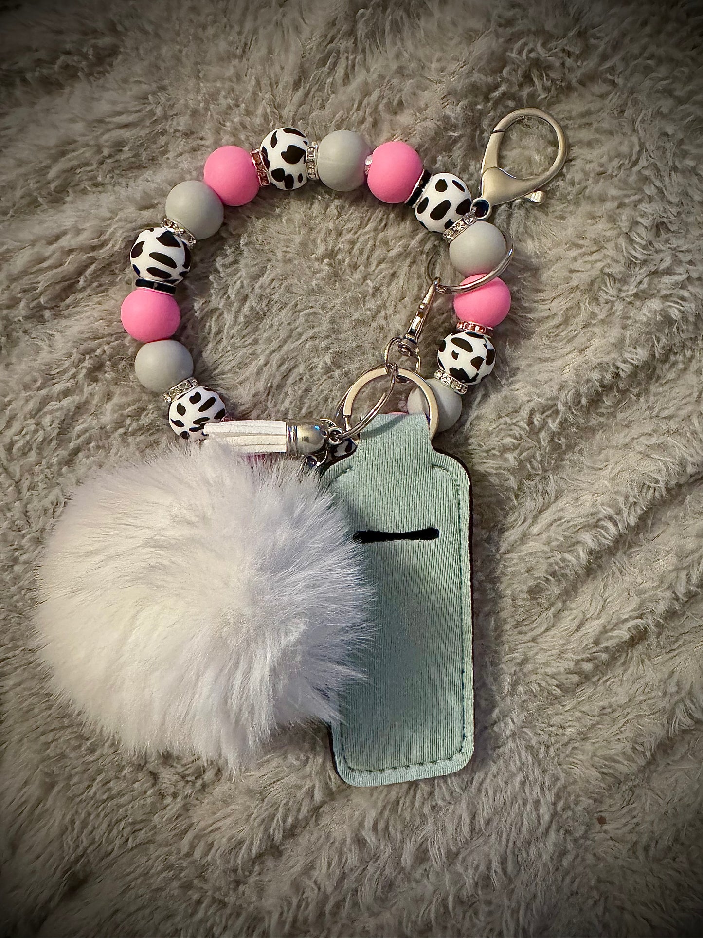 Wristlet w/ Pom&Chapstick Holder
