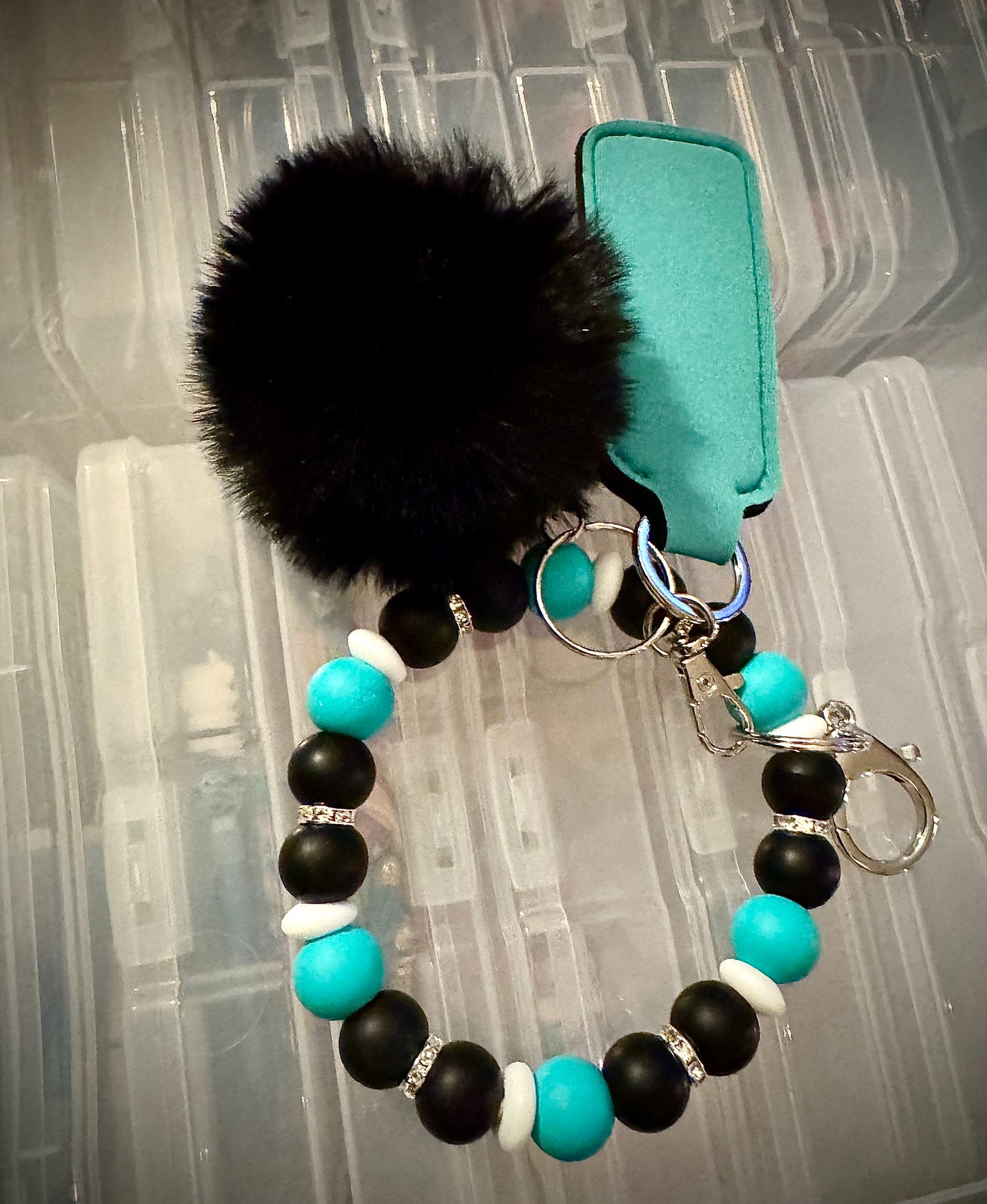 Wristlet w/ Pom&Chapstick Holder